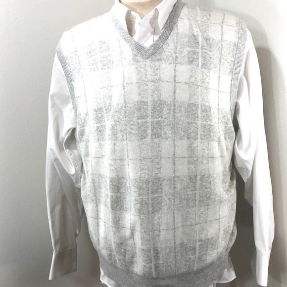 American Blue Men's V Neck Sweater Vest 100% Extra Fine Cotton Pullover Gray XL - Picture 1 of 10